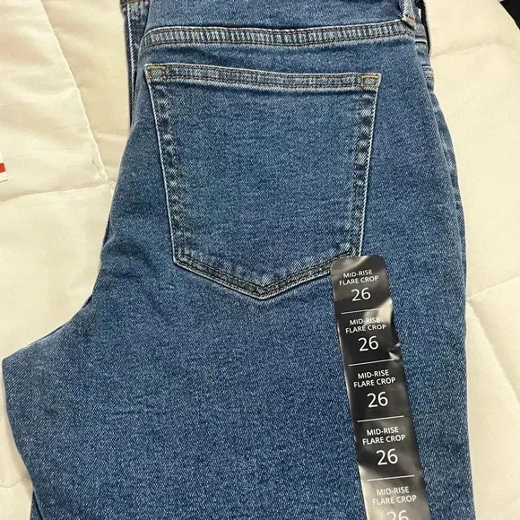 J Crew Jeans Flare Cropped Midrise All Day Stretch Denim Blue NWT Size 27