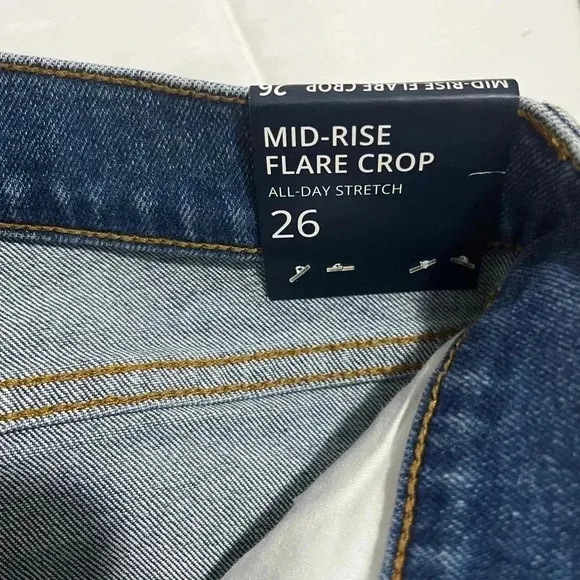 J Crew Jeans Flare Cropped Midrise All Day Stretch Denim Blue NWT Size 27