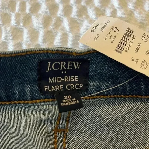 J Crew Jeans Mid Rise Flare Crop Denim All Day Stretch NWT Women Size 28