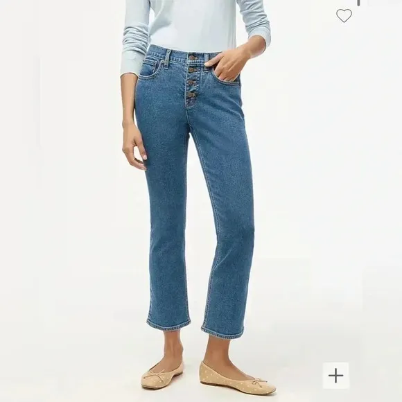 J Crew Jeans Mid Rise Flare Crop Denim All Day Stretch NWT Women Size 28