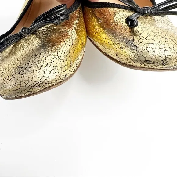 J. Crew‎ Lily Ballet Flat Crackled Gold Leather size 6