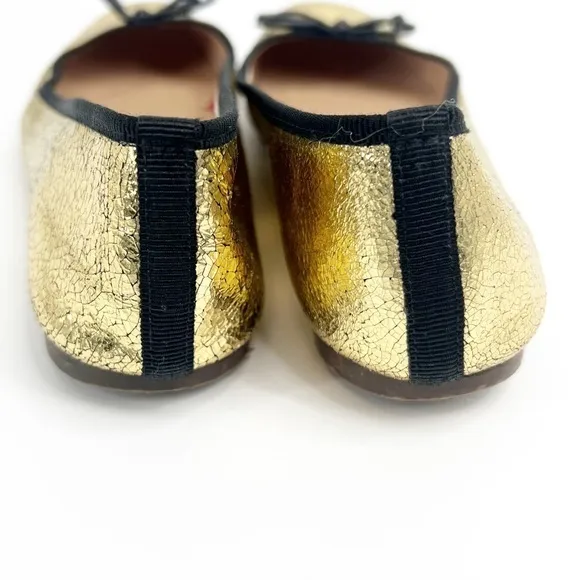 J. Crew‎ Lily Ballet Flat Crackled Gold Leather size 6