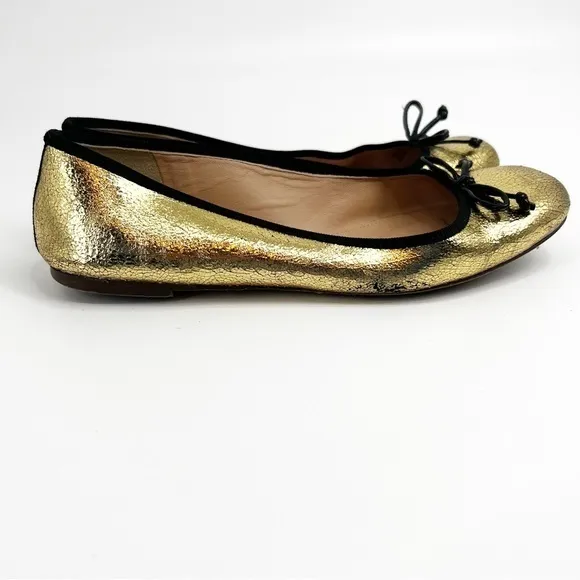 J. Crew‎ Lily Ballet Flat Crackled Gold Leather size 6