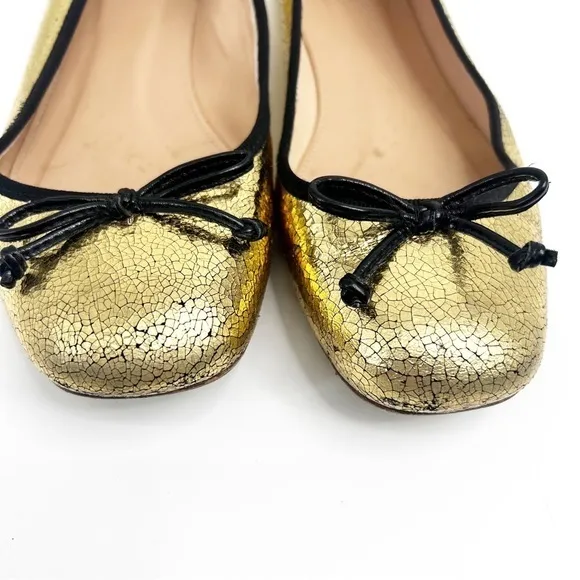 J. Crew‎ Lily Ballet Flat Crackled Gold Leather size 6