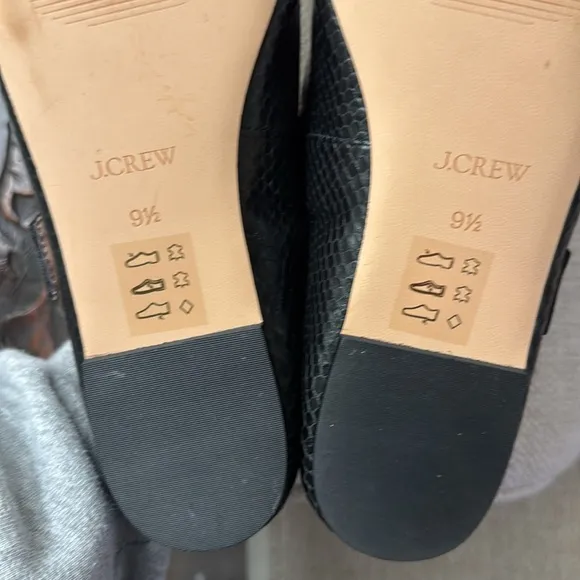 J. Crew Logan Mary Jane ballet flats in black snake-embossed Italian leather