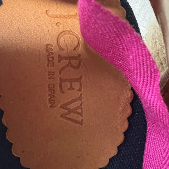 J. Crew Navy &amp; Pink Ballet Leg Tie Espadrille Wedges Size 9 NWOT