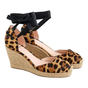 J. Crew NWOT Espadrille Wedges in Leopard Calf Hair size 8.5 AJ166