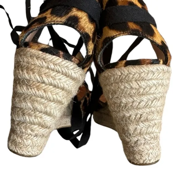 J. Crew NWOT Espadrille Wedges in Leopard Calf Hair size 8.5 AJ166