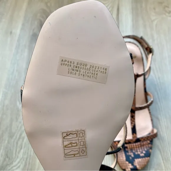 J. Crew NWT Snake Embossed Leather T-Strap Wedges - Brown, Style AP464