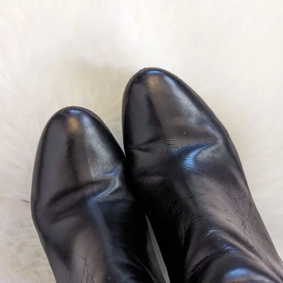 J. Crew Rory Collection Ankle Boots Black Leather Heeled Booties 7.5