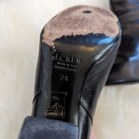 J. Crew Rory Collection Ankle Boots Black Leather Heeled Booties 7.5