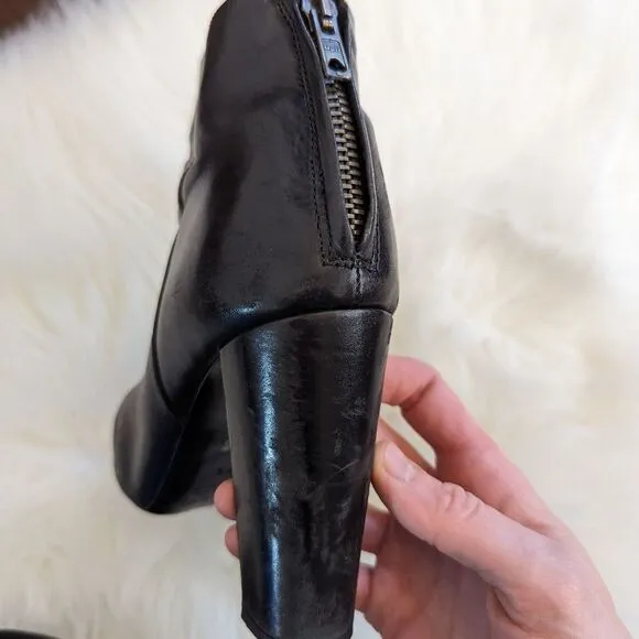 J. Crew Rory Collection Ankle Boots Black Leather Heeled Booties 7.5