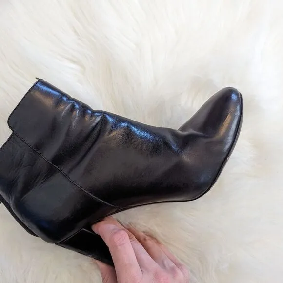 J. Crew Rory Collection Ankle Boots Black Leather Heeled Booties 7.5