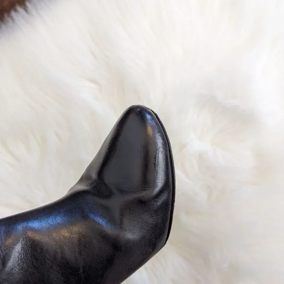 J. Crew Rory Collection Ankle Boots Black Leather Heeled Booties 7.5
