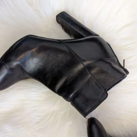 J. Crew Rory Collection Ankle Boots Black Leather Heeled Booties 7.5