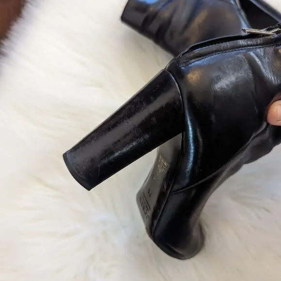 J. Crew Rory Collection Ankle Boots Black Leather Heeled Booties 7.5