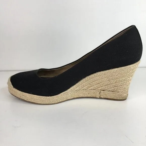 J. Crew Seville Black Espadrille Wedges Size 10