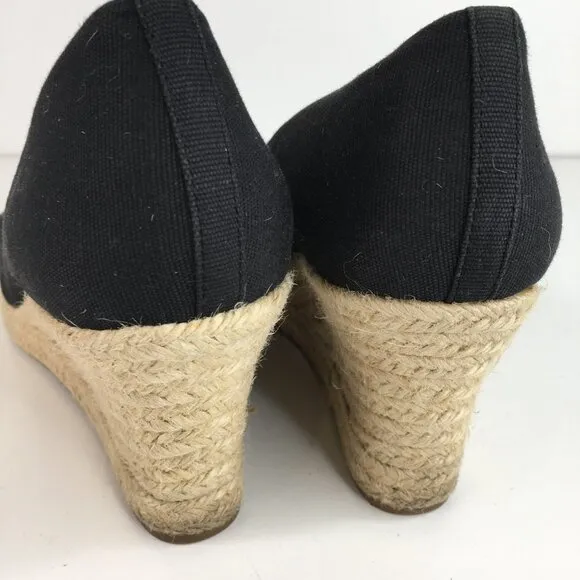 J. Crew Seville Black Espadrille Wedges Size 10