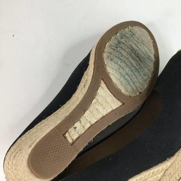 J. Crew Seville Black Espadrille Wedges Size 10