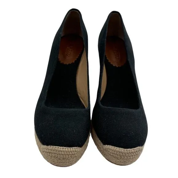 J. Crew Seville Blue Canvas Espadrille Wedges