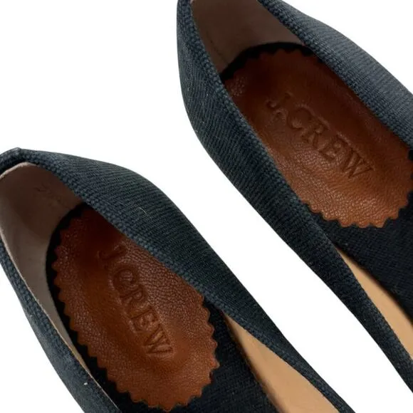 J. Crew Seville Blue Canvas Espadrille Wedges