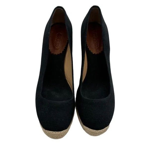 J. Crew Seville Blue Canvas Espadrille Wedges
