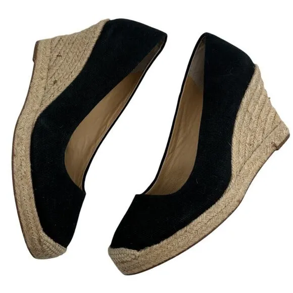 J. Crew Seville Blue Canvas Espadrille Wedges