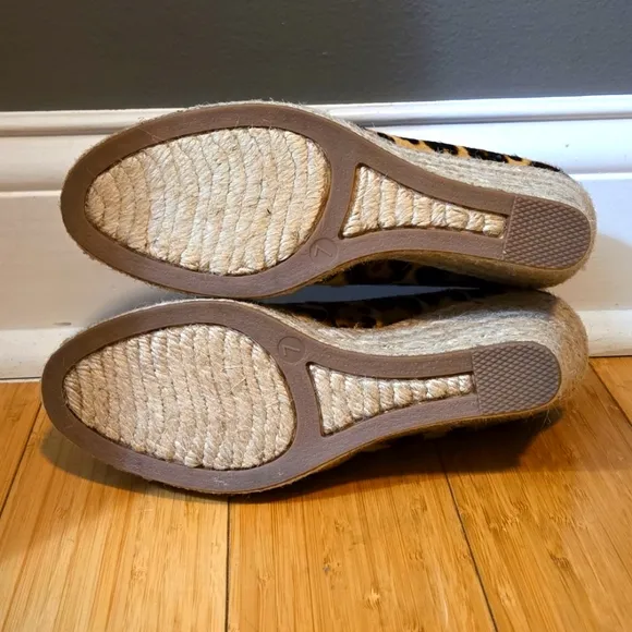J Crew Seville Espadrille Wedges in Leopard Calf Hair Size 7