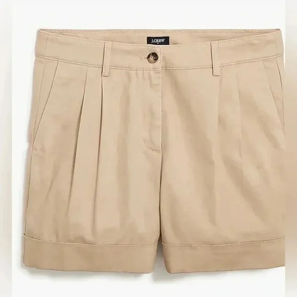 J Crew Shorts Pleated Khaki Chino 4” Inseam NWT Womens Size 10 Cotton