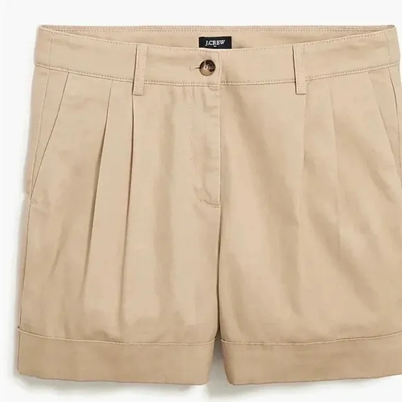 J Crew Shorts Pleated Khaki Chino 4” Inseam NWT Womens Size 16 Cotton