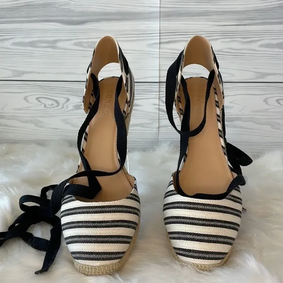 J. Crew Stripped Espadrille Wedges