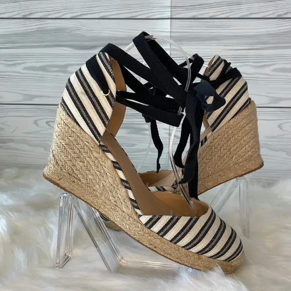 J. Crew Stripped Espadrille Wedges