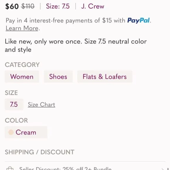 J. Crew Tan Leather Ballet Flats Size 7.5