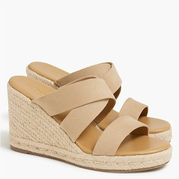 J Crew Wide-strap espadrille mule wedges BQ431