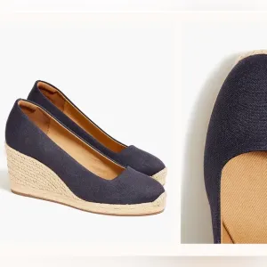 J. Crew Women’s Canvas Espadrille Wedges in Black Size 8 NWOT