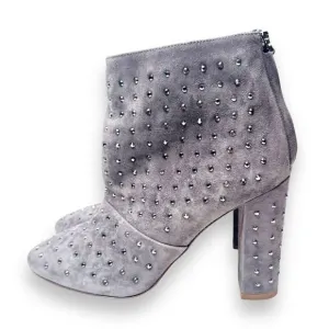 J. Crew Adele Crystal Suede Heeled Boots in Heron Grey Women’s Size 8 Italy Made