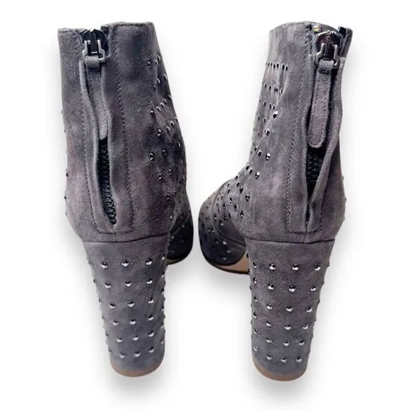J. Crew Adele Crystal Suede Heeled Boots in Heron Grey Women’s Size 8 Italy Made