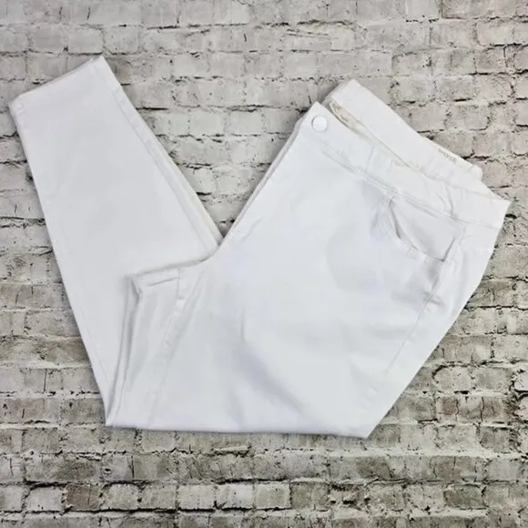 J Jill Flat Front High Rise Stretch Denim Skinny Leggings Womens White 22 NWT