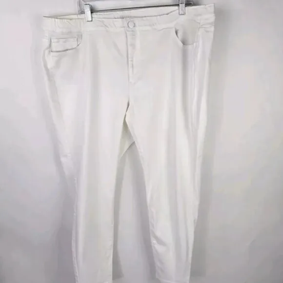 J Jill Flat Front High Rise Stretch Denim Skinny Leggings Womens White 22 NWT