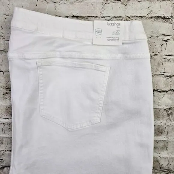J Jill Flat Front High Rise Stretch Denim Skinny Leggings Womens White 22 NWT