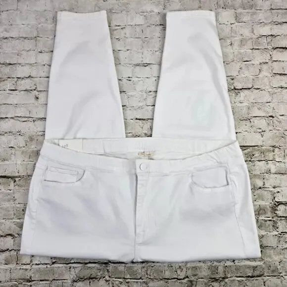 J Jill Flat Front High Rise Stretch Denim Skinny Leggings Womens White 22 NWT