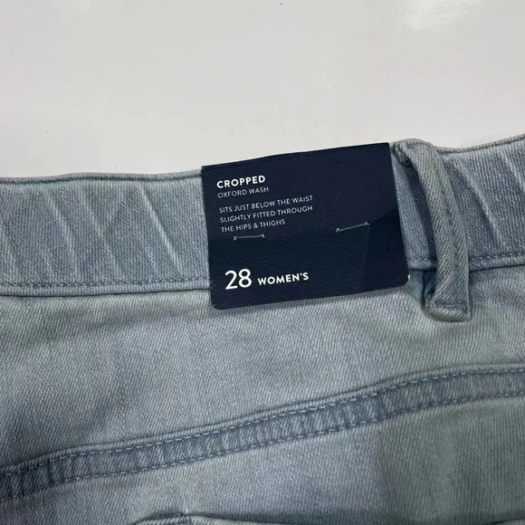 J Jill Jeans Cropped Authentic Fit Oxford Wash NWT Size 28 Raw Hem Elastic Waist