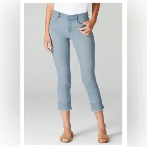 J Jill Jeans Cropped Authentic Fit Oxford Wash NWT Size 28 Raw Hem Elastic Waist