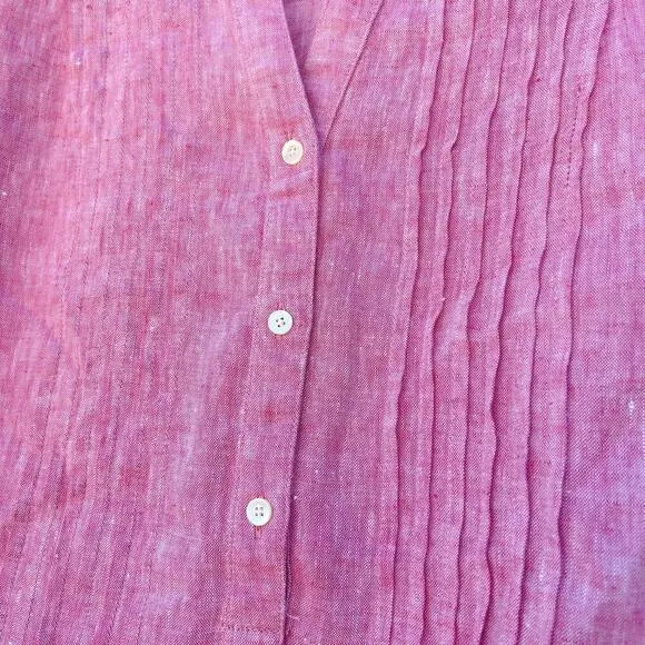 J. McLaughlin Riviera Loose Fit Linen Pleated Mini Dress Persian Pink Medium