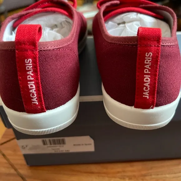 Jacadi little girls tennis canvas tennis shoes.