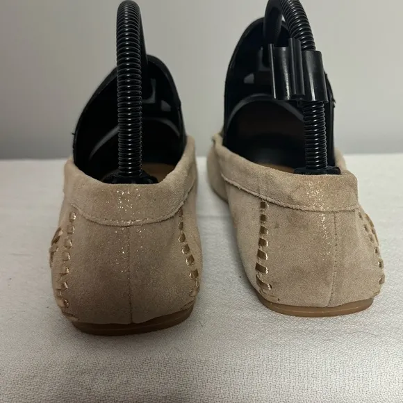 Jack‎ Rogers Millie Leather Moccasin Flats Shimmery Gold Women's Size 7.5