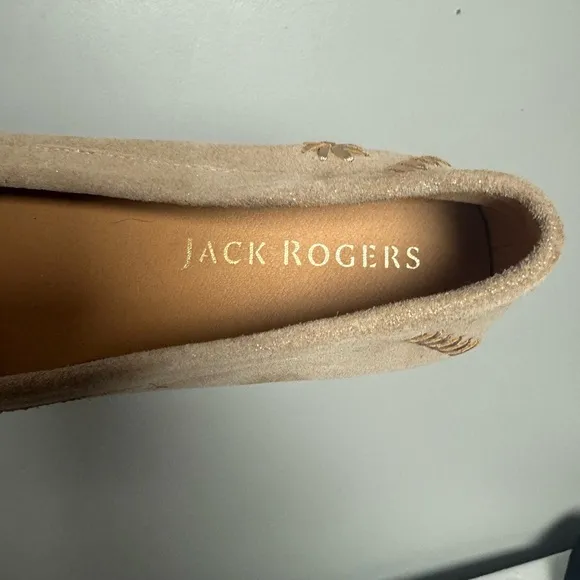 Jack‎ Rogers Millie Leather Moccasin Flats Shimmery Gold Women's Size 7.5