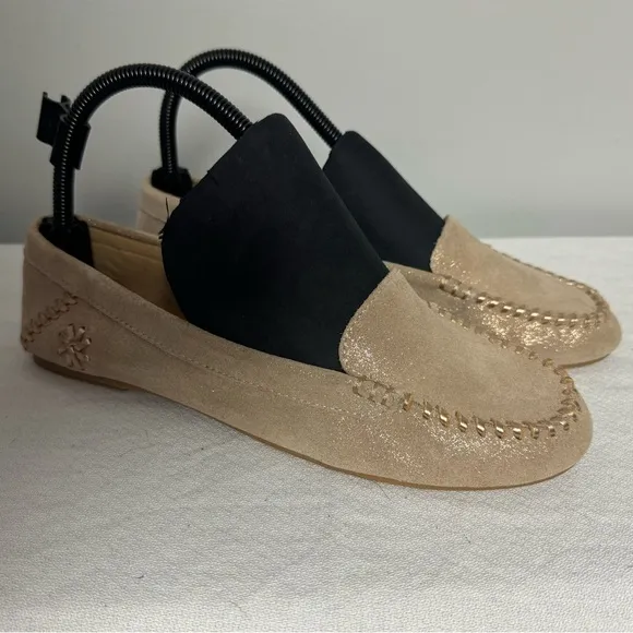 Jack‎ Rogers Millie Leather Moccasin Flats Shimmery Gold Women's Size 7.5