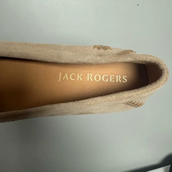 Jack‎ Rogers Millie Leather Moccasin Flats Shimmery Gold Women's Size 7.5