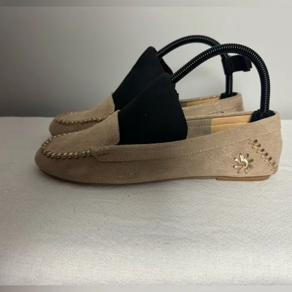 Jack‎ Rogers Millie Leather Moccasin Flats Shimmery Gold Women's Size 7.5